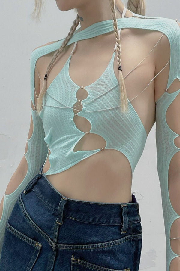 RUI Halter Bodysuit RAW22SF02 Cyan Light Blue